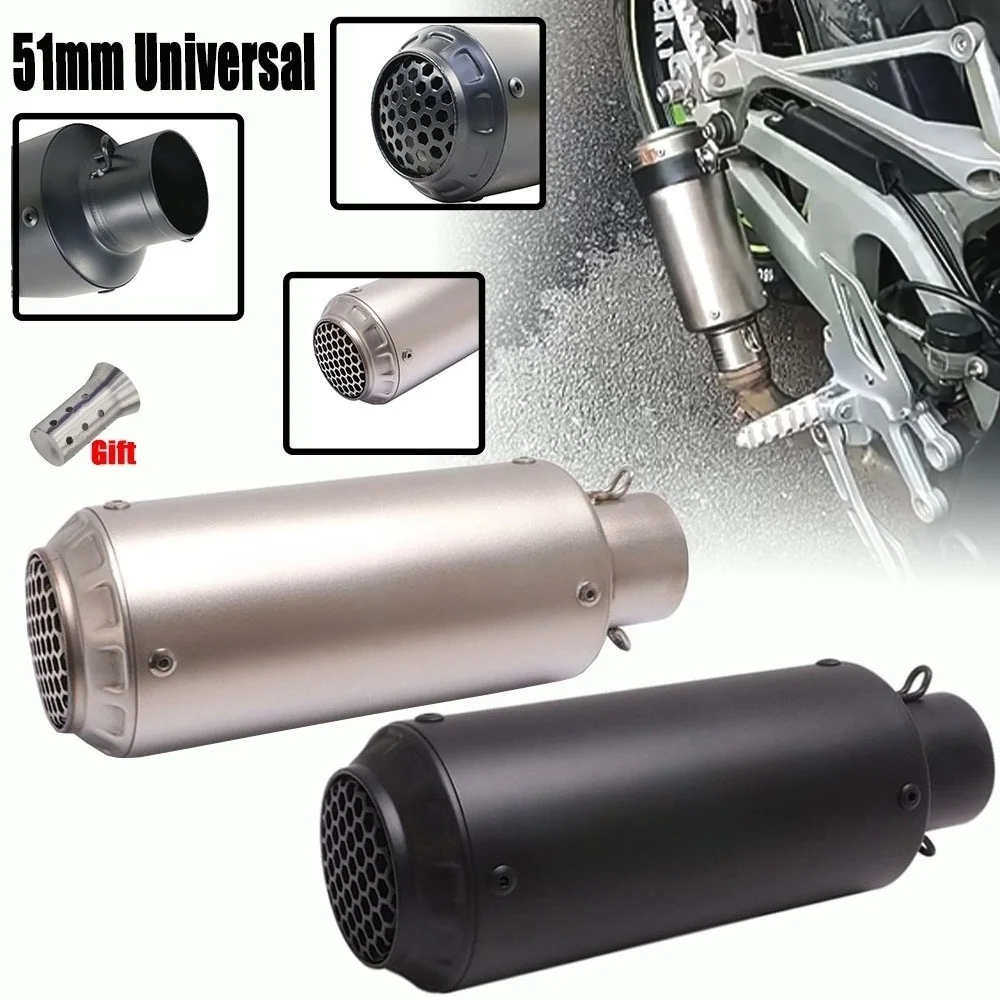 

Универсальный модифицированный глушитель для мотоциклов 51 мм с сеткой, подходит для Huanglong 600, ZX6R и Z800, из нержавеющей стали.
