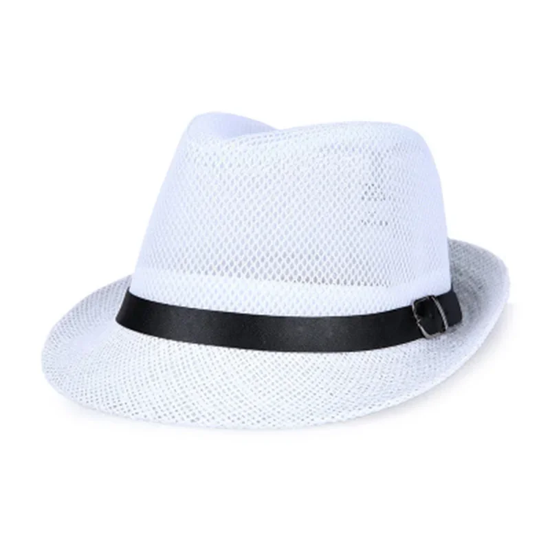 Summer Linen Breathable Sunhat Jazz Hat Small Hat Outdoor Sun Hat Men Leather Belt Cap Western Cowboy Hat Panama Hat Sombrero