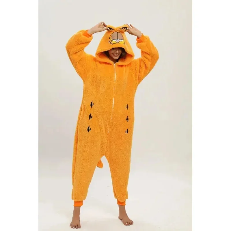 Premium Outfit Unisex Garfield Costumes Onesies Cat Cosplay Pajamas Adult Pyjamas Animal Sleepwear Jumpsuit view 4
