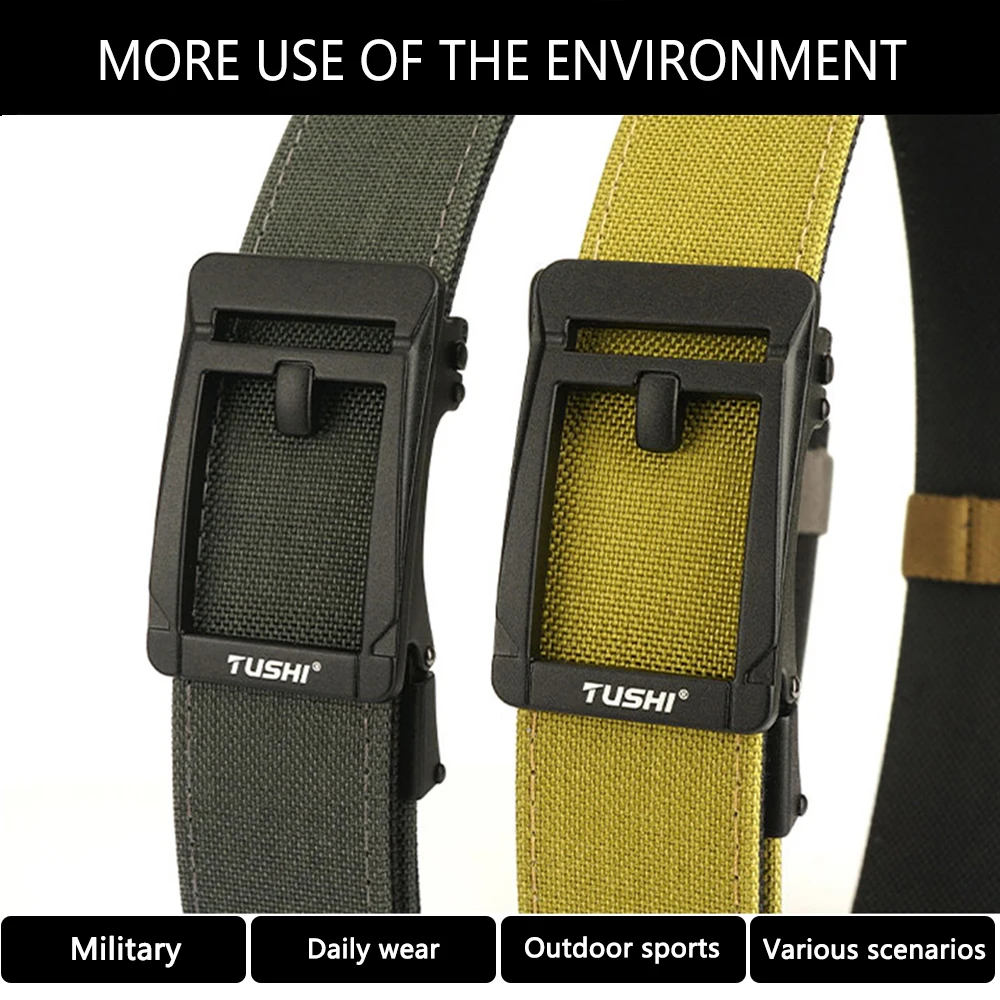TUSHI New Rigid Tactical Belt for Men Metal Buckle Quick Release Police Duty Military Gun Belt Thick Nylon Casual Trouser Girdle