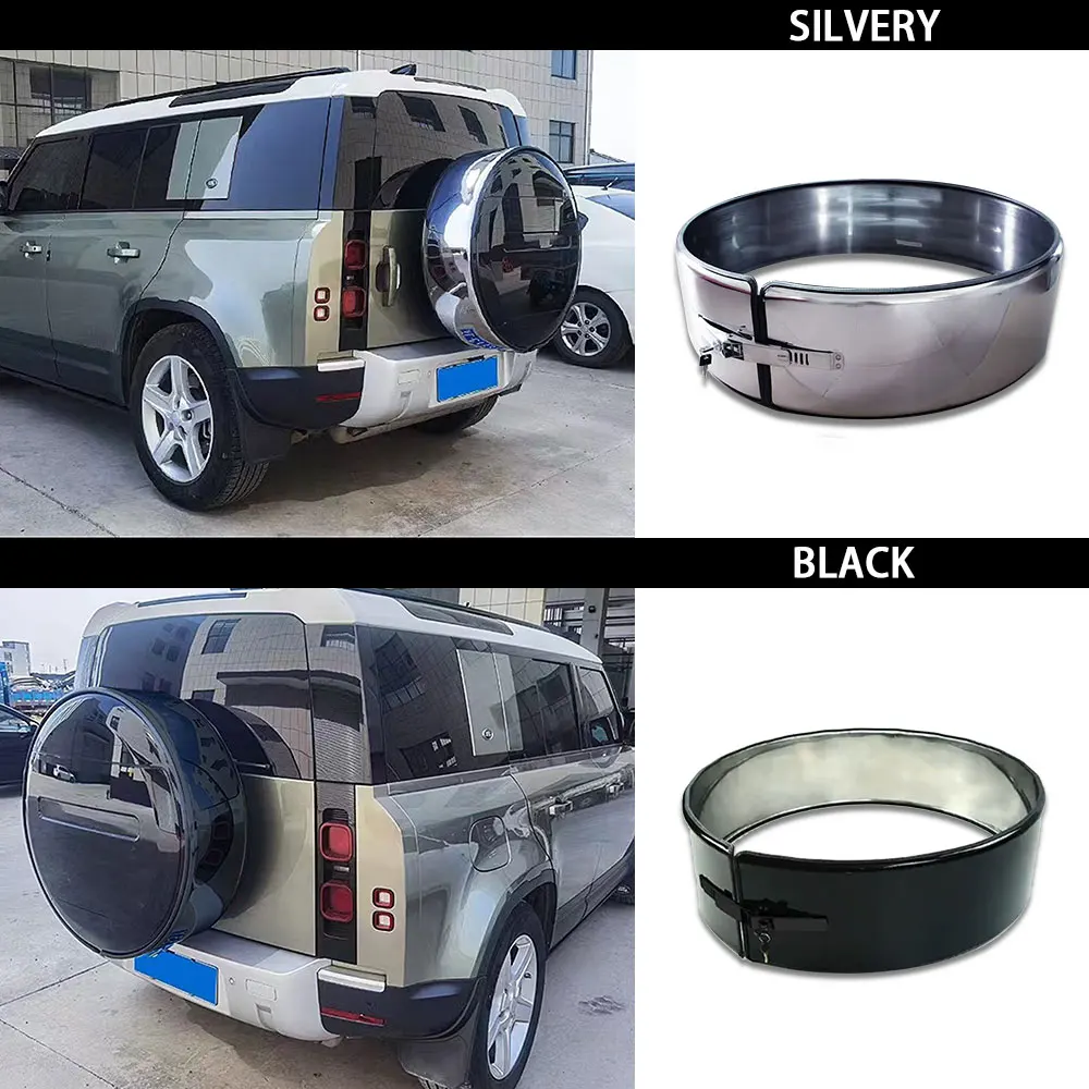 Spare Tyre Cover Spare Wheel Guard Protector Chrome Storage Bag Tire Cover Ring for Land Rover Defender 90 110 2020-2023