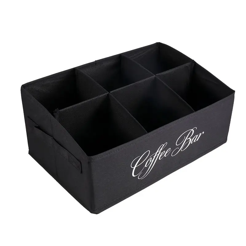 Cost Effective Coffee Station Counter Stand Organizer Coffee Bar Storage Basket With Removable Dividers, Coffee Accessory
