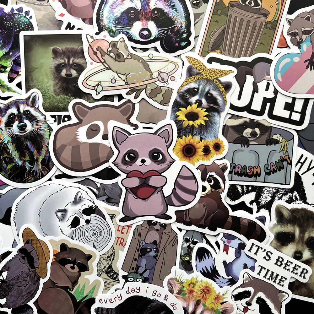 10/50PCS Cartoon Cute Raccoon Trash Panda Graffiti Sticker Suitcase Notebook Refrigerator SkateboardStationeryBoxHelmetWholesale