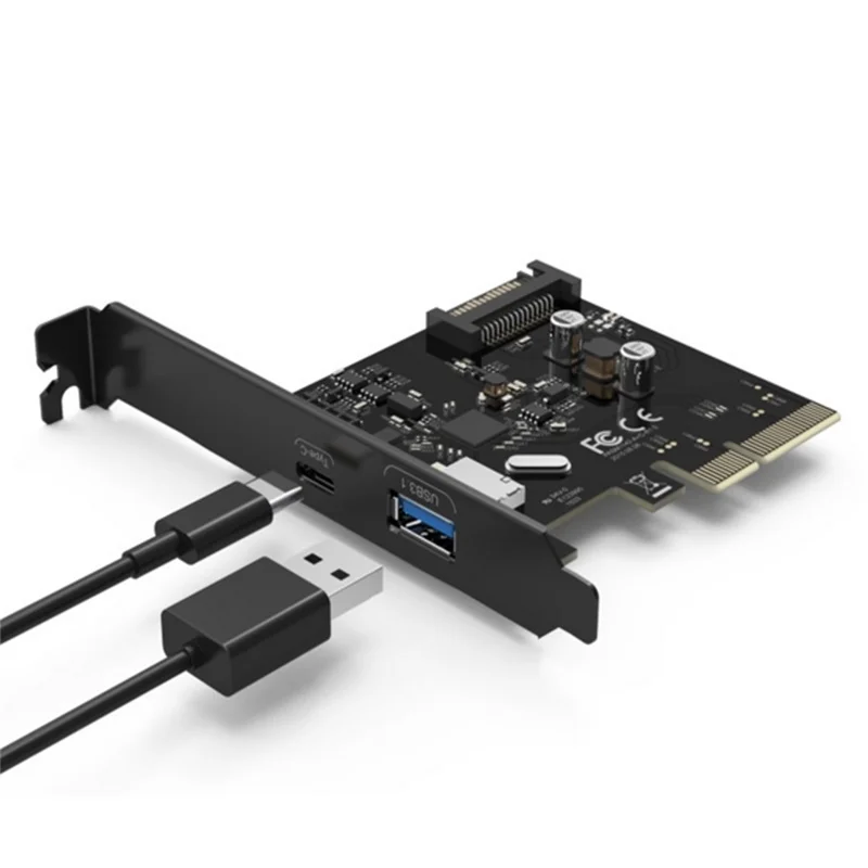 

Desktop PC motherboard PCI-E to USB3.1 Type-c dual-port expansion card pcie 4x to usb 3.1 Type-A adapter SuperSpeed 10Gbps