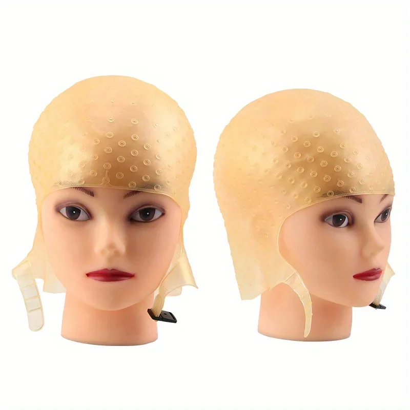 Professional Silicone Hair Coloring Cap Hook Needle Set streaking cap Color Dye Highlighting Reusable Tools Frosting Dyeing