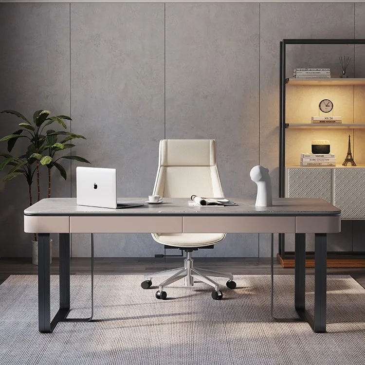 

Итальянский дизайнерский компьютерный стол из каменной плиты в стиле легкой роскоши для дома и кабинета, простой письменный стол для учебы