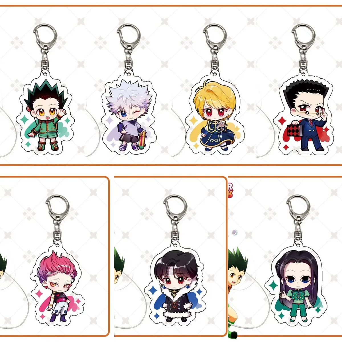 6CM Cute Anime Hunter X Hunter Acrylic Keychain Model Cosplay Characters Ornament Accessories Goods Collection Gifts