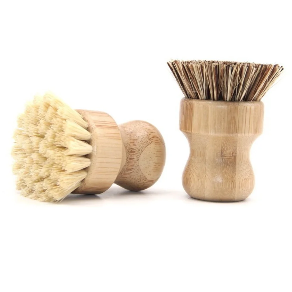 

Natural Palm Fiber Kitchen Brush Short Handle Dishwashing Pot Scrubber Cleaning Tool