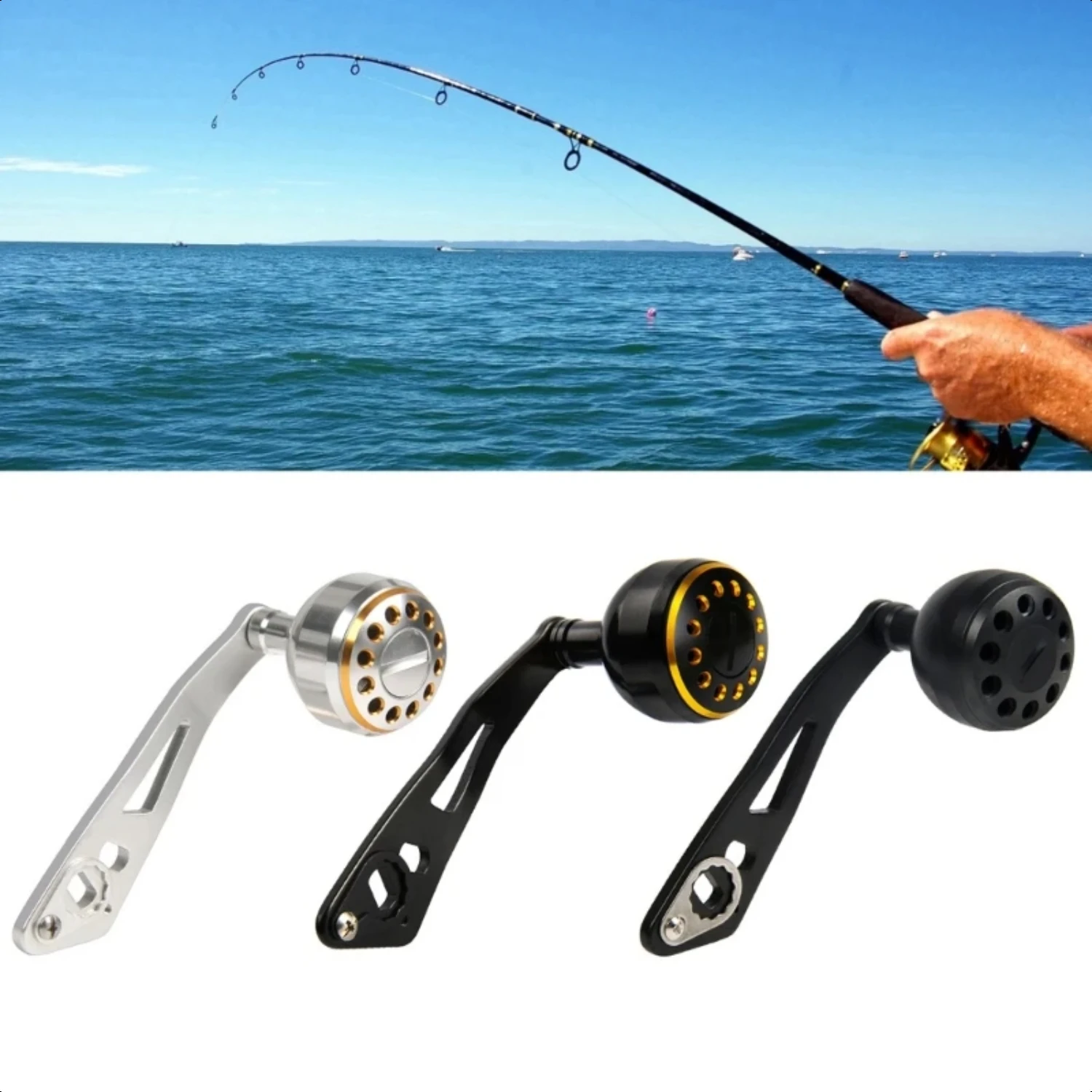 Fishing Reel Handle Metal Power Handle Knob Grip Assembly Parts Fishing Reel Power Handle Baitcasting Reel Replacement Tool Reel