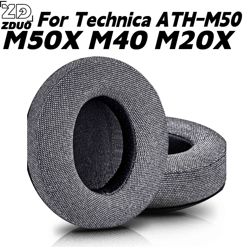 For Audio Technica ATH-M50 M50X M40 M20X Headphones, Replacement Linen Ash Memory Foam Ear Cushions, Comfort Earmuff Repair