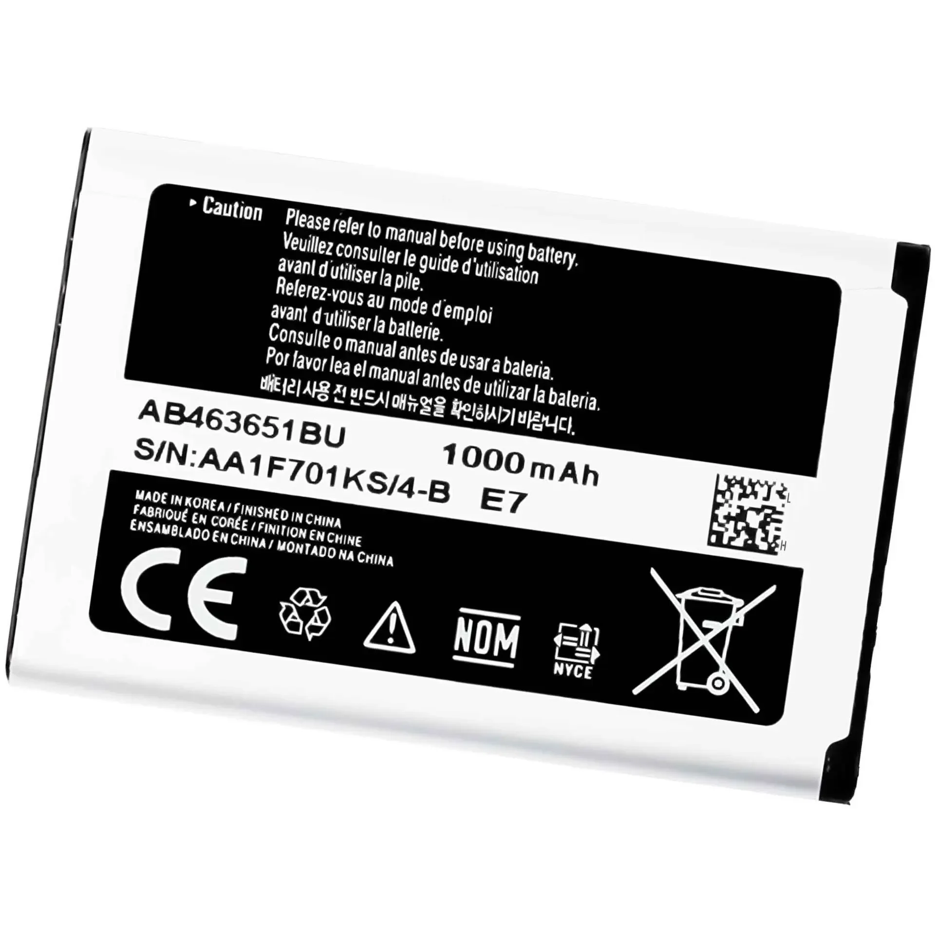 AB463651BU Battery for Samsung GT-C3060R C3222 C3322 C3530 S5600 S5610 S7070 P220 P260 S3650 S3370 322 AB463651BA AB463651BE NEW