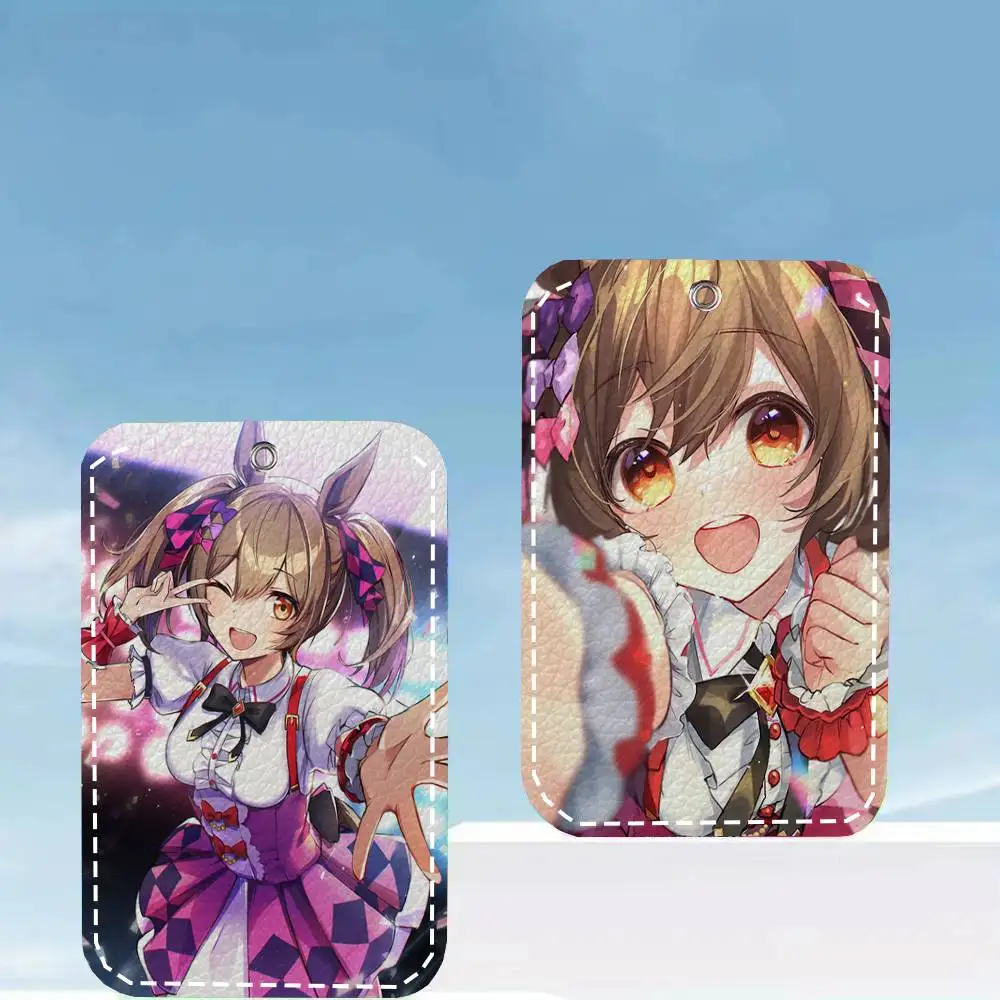 Smart Falcon U-Umamusume Anime Card Case Keychain Access Card Bag Key Tag Ring Leather Card Holder Key Ring Access
