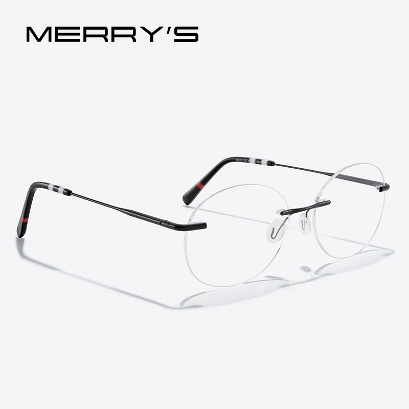 MERRYS DESIGN Titanium Alloy Rimless Glasses Frame For Men Women Oval Ultralight Frameless Optical Frames Eyewear S2813