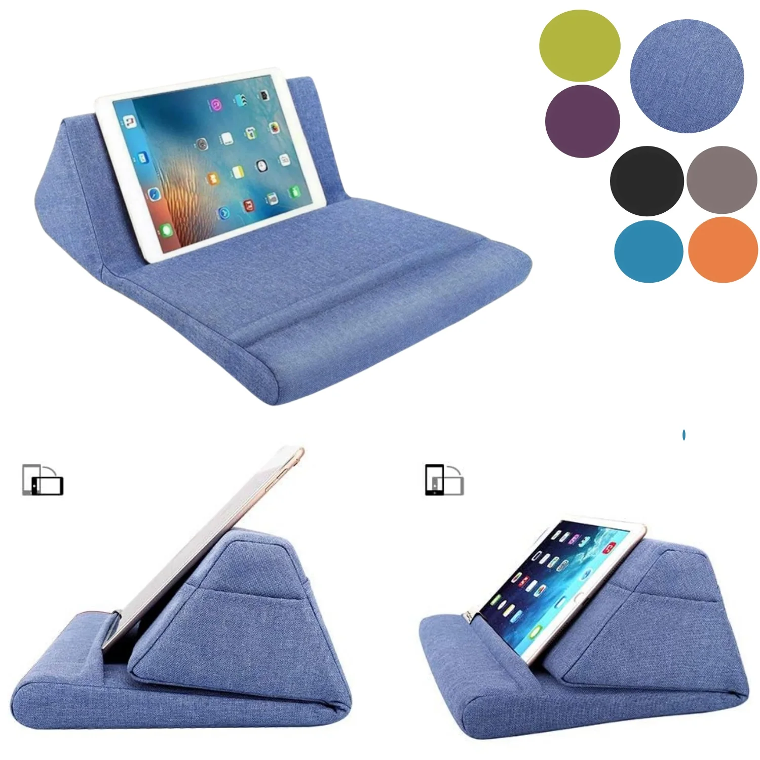 

Phone Tablet Pillow Stand for Bed Desk Floor Lap Soft Holder Fit Device Up to 11" Muti Angle Home Office Accessories