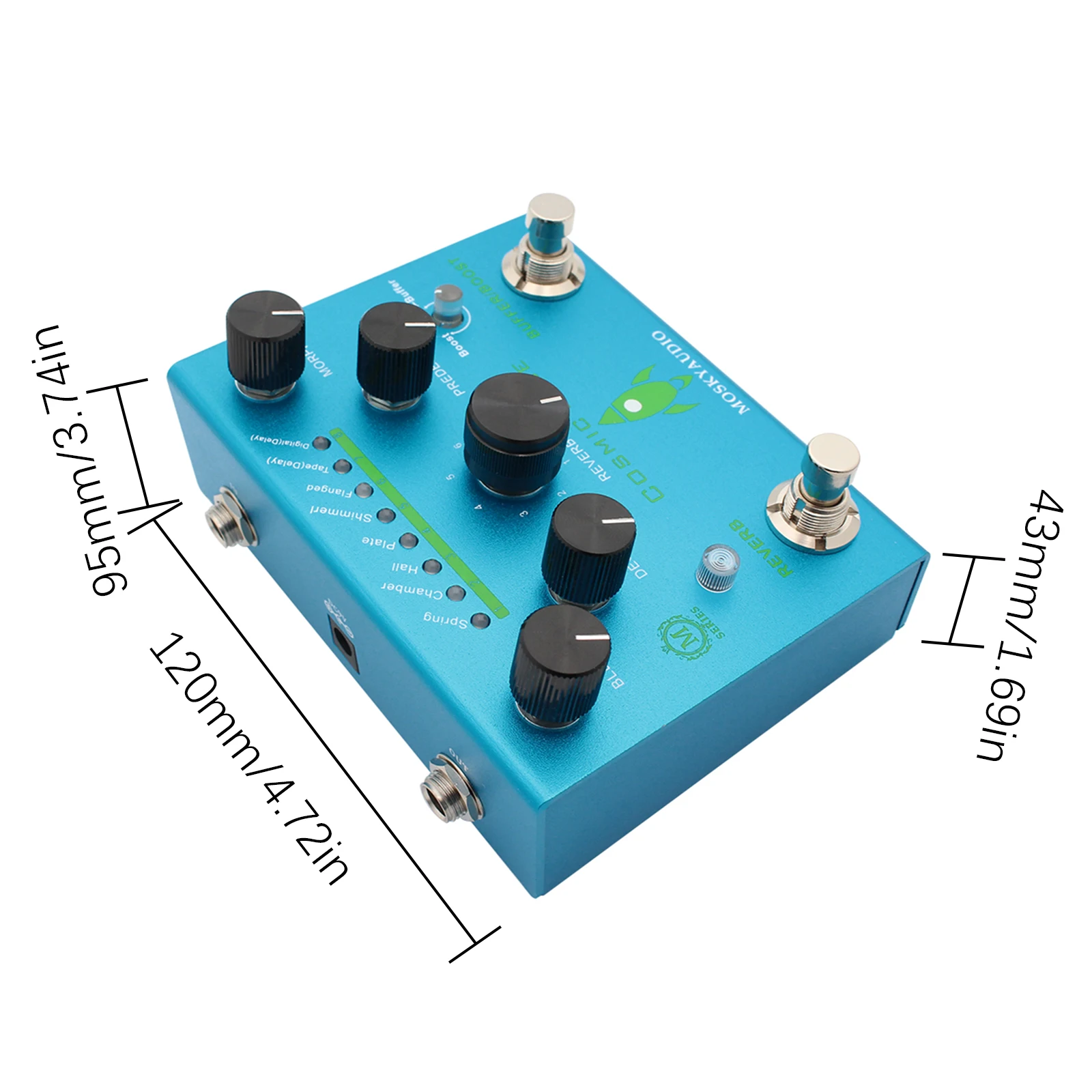 MOSKYAudio Guitar Effect Pedal Digital Reverb with Buffer/Booster Reverberation Guitar Pedal Dual Footswitch Guitar Accessories