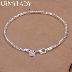 Pulsera de plata de ley 925 para mujer, cadena de serpiente de 3MM, joyería de alta calidad, abalorio bonito para boda