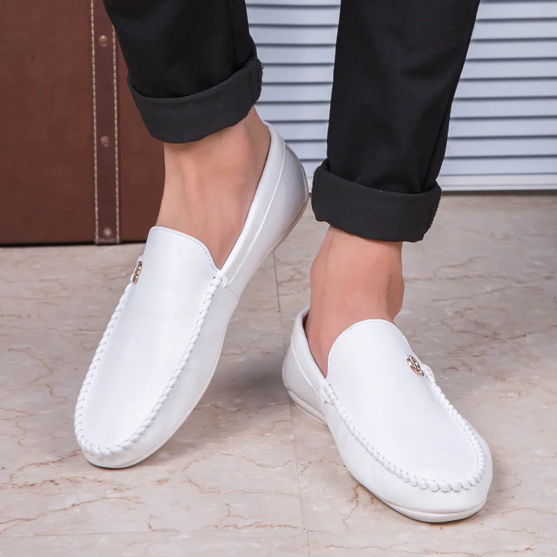 Leather Men Shoes Luxury Designer Casual Mens Loafers Man Moccasins Breathable Slip On Flats Driving Shoes Zapatillas Hombre