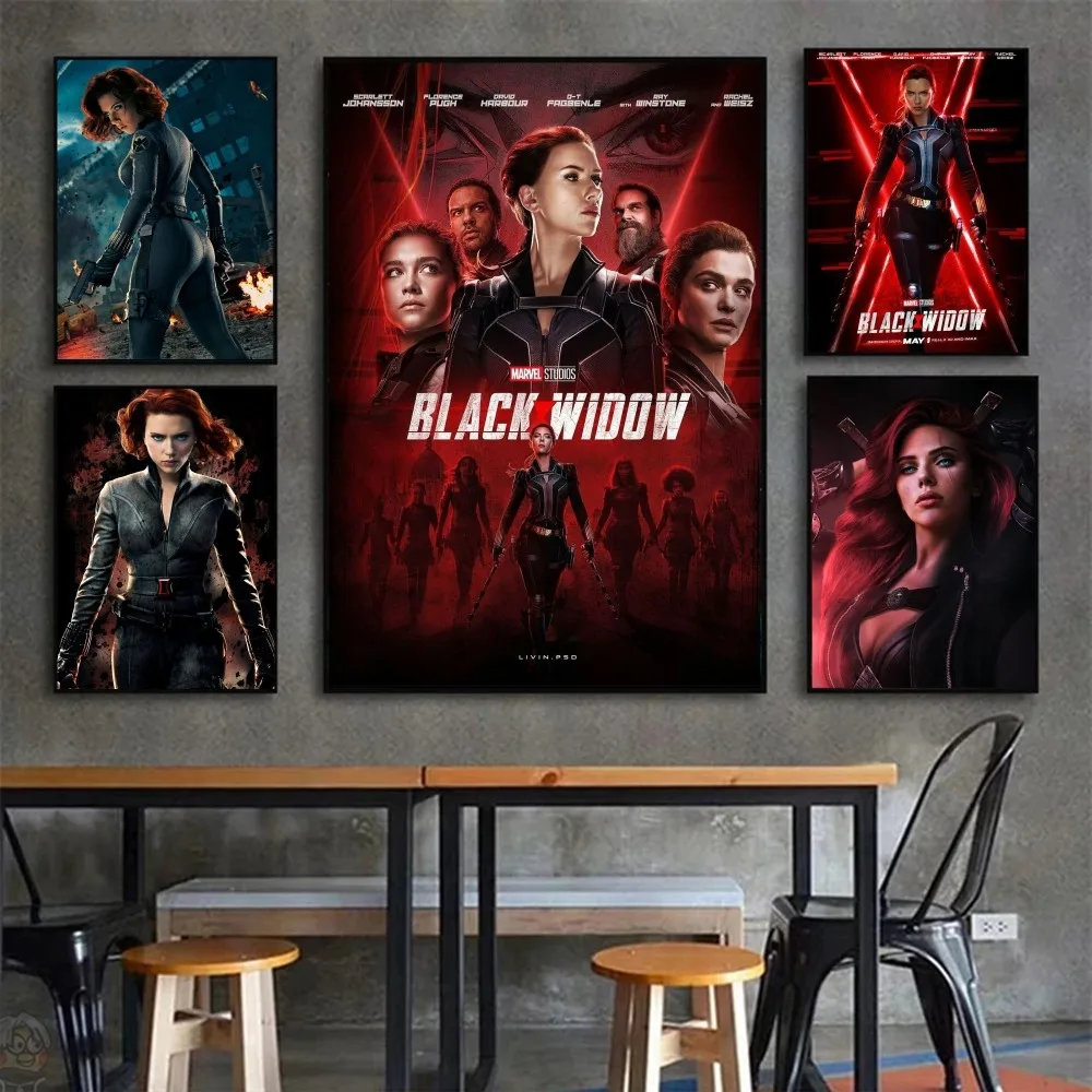 1pc Black Widow Poster Paper Print Home Bedroom Entrance Bar Cafe Art Painting Decoration