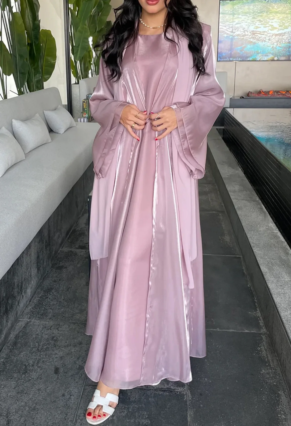 Sb896ab8929544a9e9e1fe4bfaa77c2119 Satin Evening Gown Open Abayas 2 Piece Kaftan