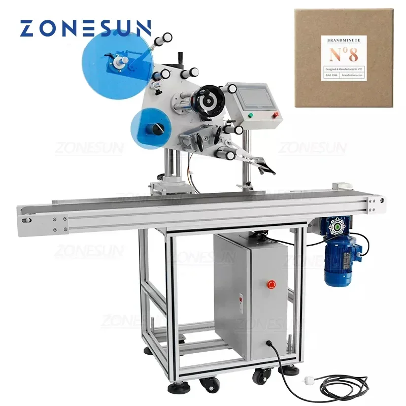 ZONESUN Automatic Flat Surface Labeling Machine Applicator Square Bottle Sticker Labeler Label Dispenser Machine Packing Machine