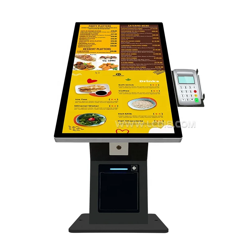 Supermarket Self Checkout Kiosk With POS Machine 15.6" 21.5" Tabletop Standing Multi Function Self Service Payment Machine