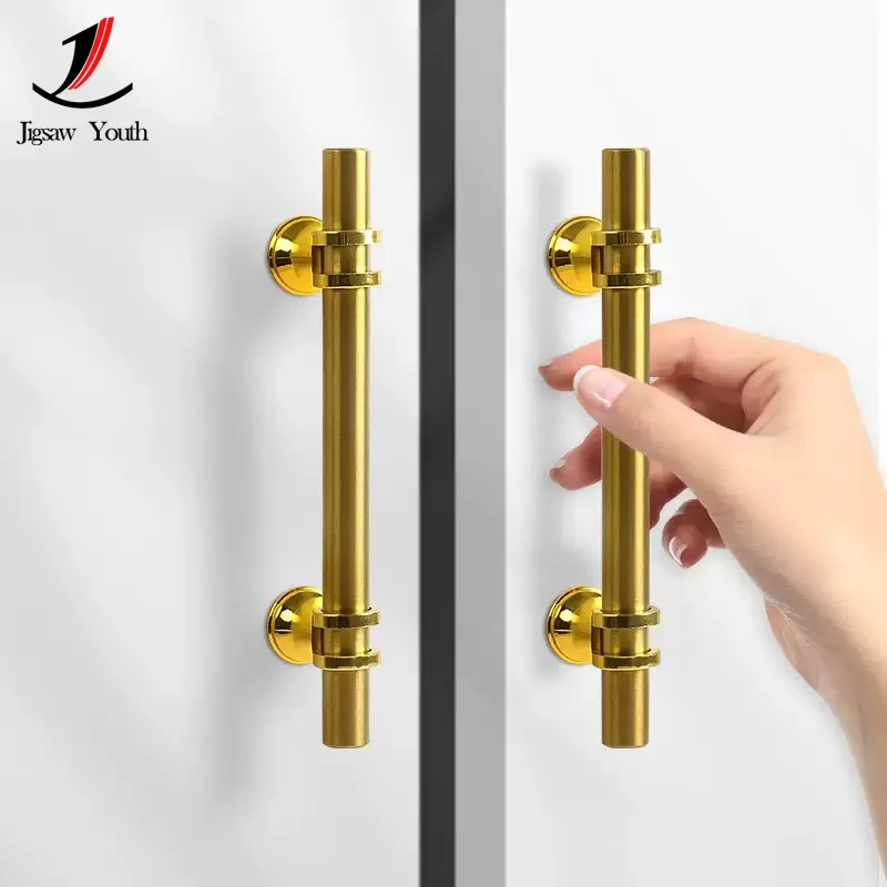 Modern Stainless Steel Black Gold Door Handles Kitchen Cabinet Handles Solid Drawer Knobs Fashion Furniture Handle Hardware
