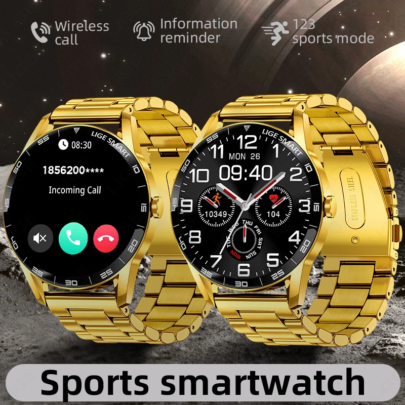 

Умные часы LIGE: спортивные, с мониторингом пульса, уровня кислорода в крови и сна, Bluetooth-звонками, водонепроницаемые, люксовые, для мужчин и женщин, деловые часы