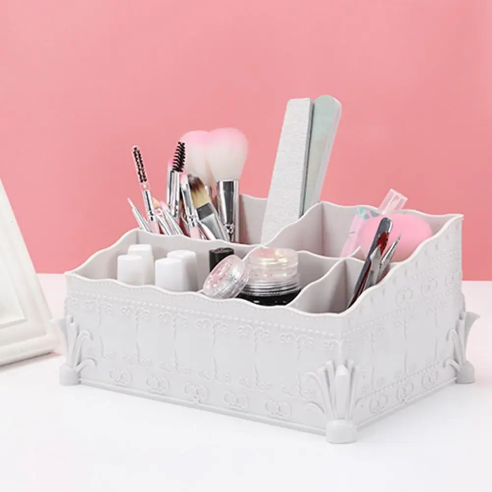 Cosmetic Storage Box High Durability ABS Multi-Grids Makeup Brush Container Pen Basket Desktop Sundries Storage Box