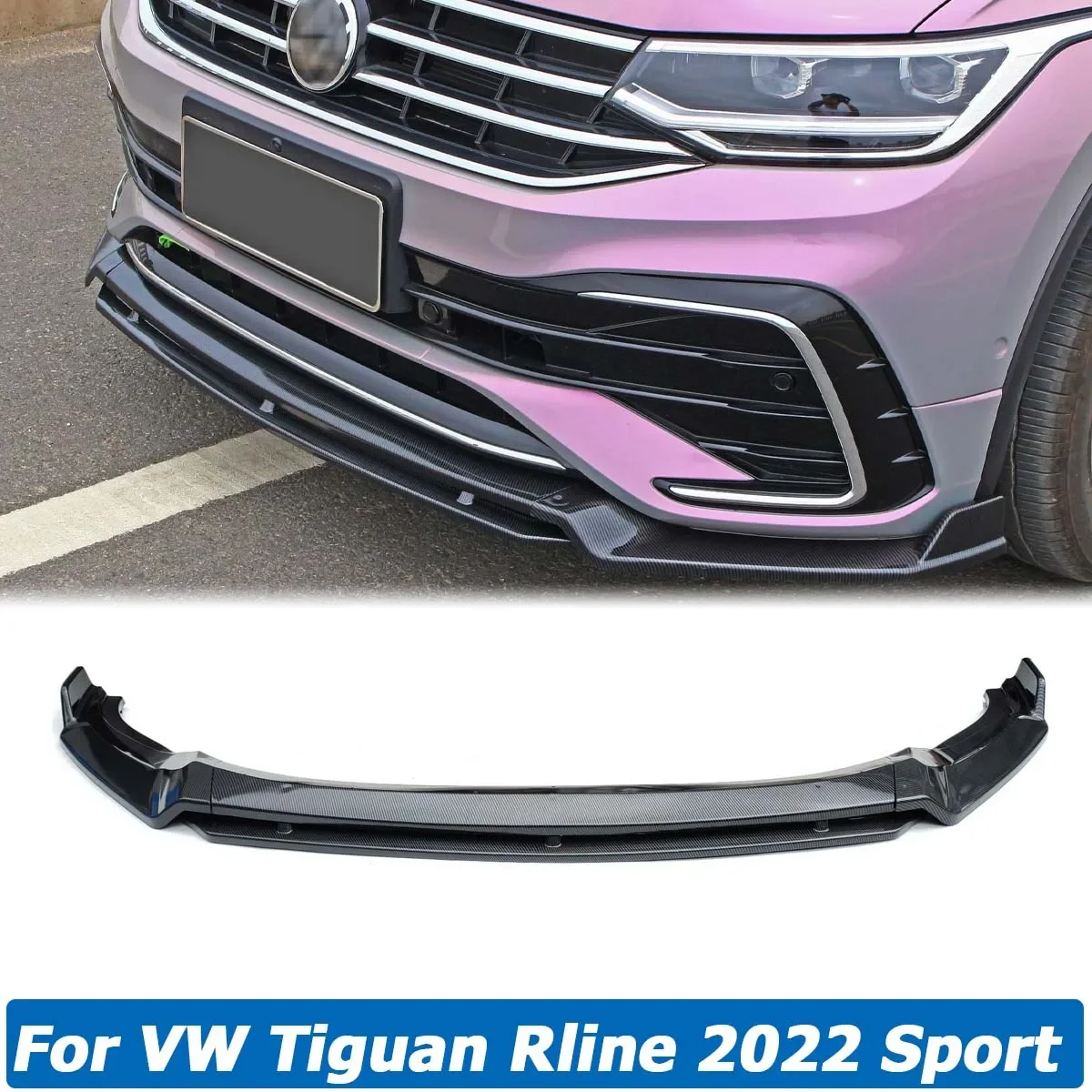 4PCS Front Bumper Lip Spoiler For VOLKSWAGEN VW Tiguan L Rline 2022 Sport Version Side Splitter Body Kit Guards Car Accessories