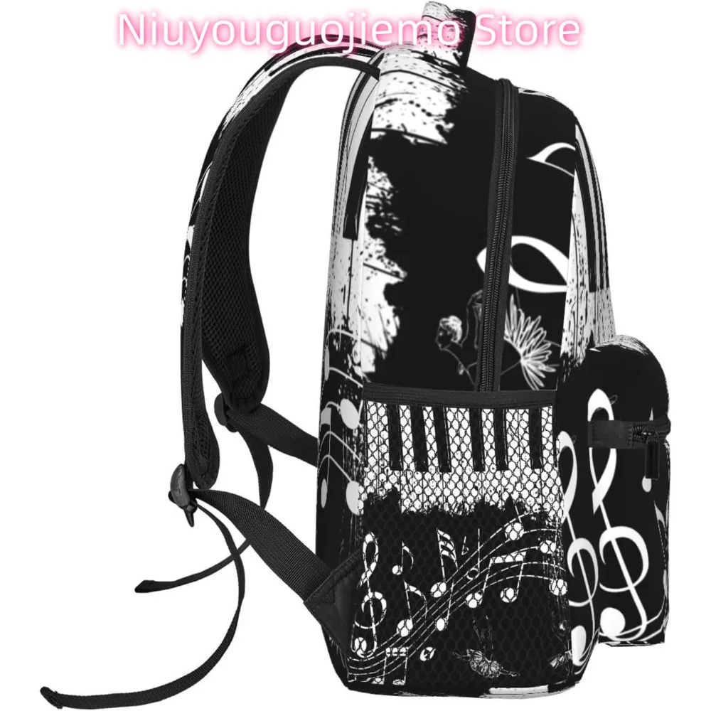 Ransel Laptop Ringan Catatan Piano Lucu Lucu Ransel Daypack Kasual Perjalanan Serbaguna Ringan Ransel Kampus Uniseks untuk M