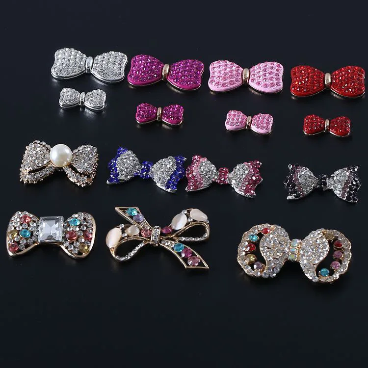 Spray painted bow Temperament diamond-encrusted bow Jeweled bow diy mobile phone case accessories material bag