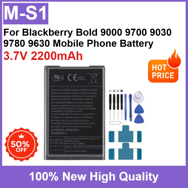 

Brand New M-S1 3.7V 2200mAh Replacement Battery BAT-14392-001 for Blackberry Bold 9000 9700 9030 9780 9630 Mobile Phone Battery