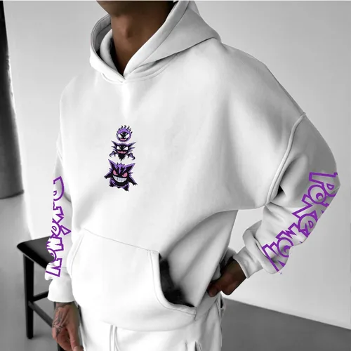 Imagen 2 del producto Pokémon Anime Gengar Sudadera con capucha estampada 2025 Otoño/Invierno para hombres y mujeres nuevo Y2K Harajuku talla grande Casual tendencia suéter Top