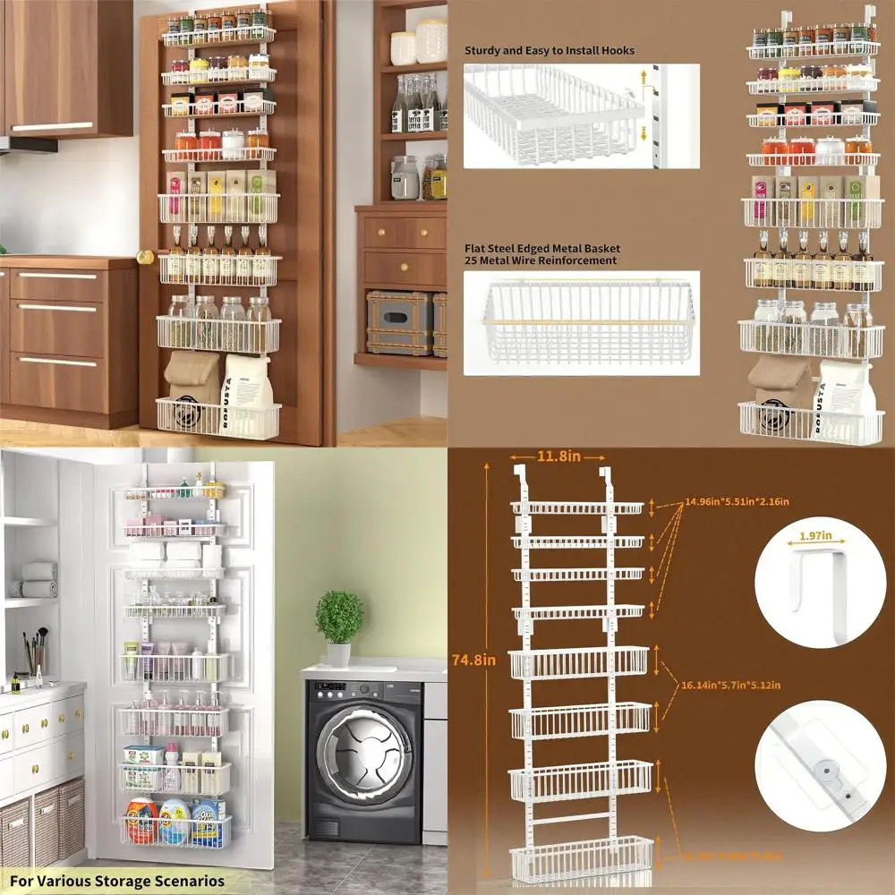 

Дверной металлический органайзер для кладовой с полками для специй для хранения приправ и эффективности прачечной