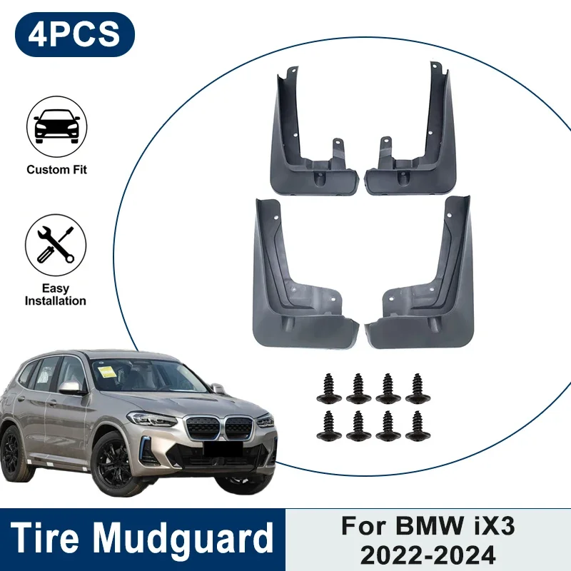 

4PCS Front Rear Car Mud Flaps For BMW iX3 2022 2023 2024 Anti-Mud Splash Waterproof Fender Guard Auto Replacement Parts
