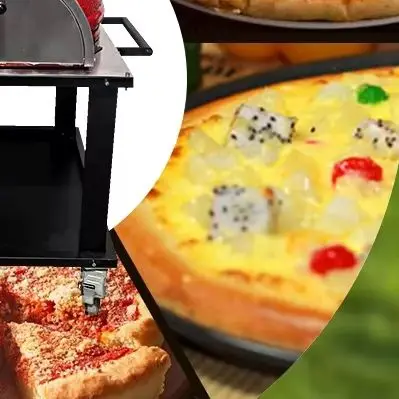 26 Inch Modern Ceramic Kamado BBQ Grill Moveable Trolley Charcoal Wood Fired Pizza Oven Stainless Steel Hardware for Outdoor Bac