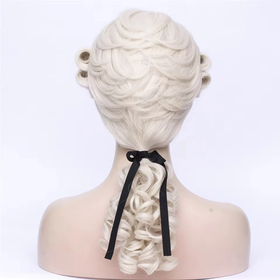 Parrucca da avvocato Gaka Judge Parrucche ricci per capelli intrecciati biondo chiaro Parrucche sintetiche per cosplay per donne o uomini