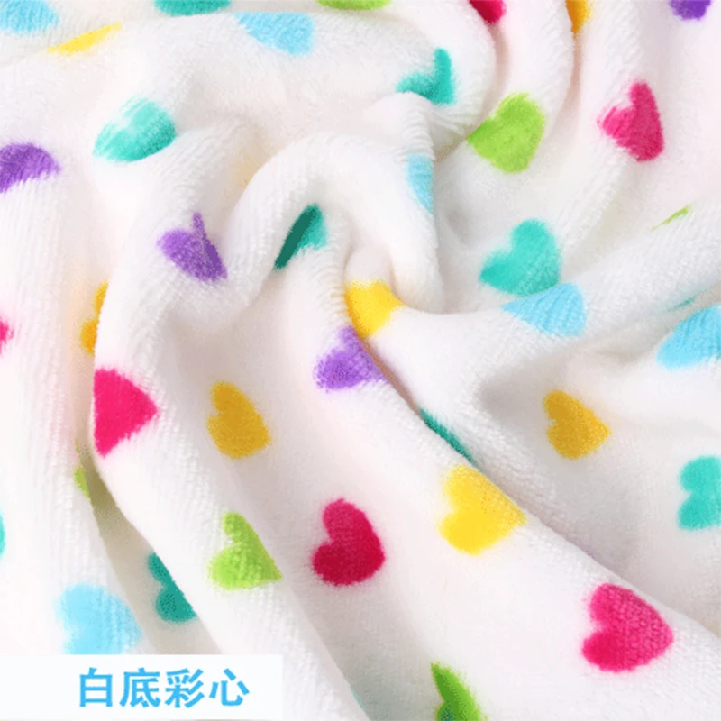 Flannel coral fleece fabric printed cloth high quality velvet clothing super soft cotton wool blanket plush Handmade Sewing warm