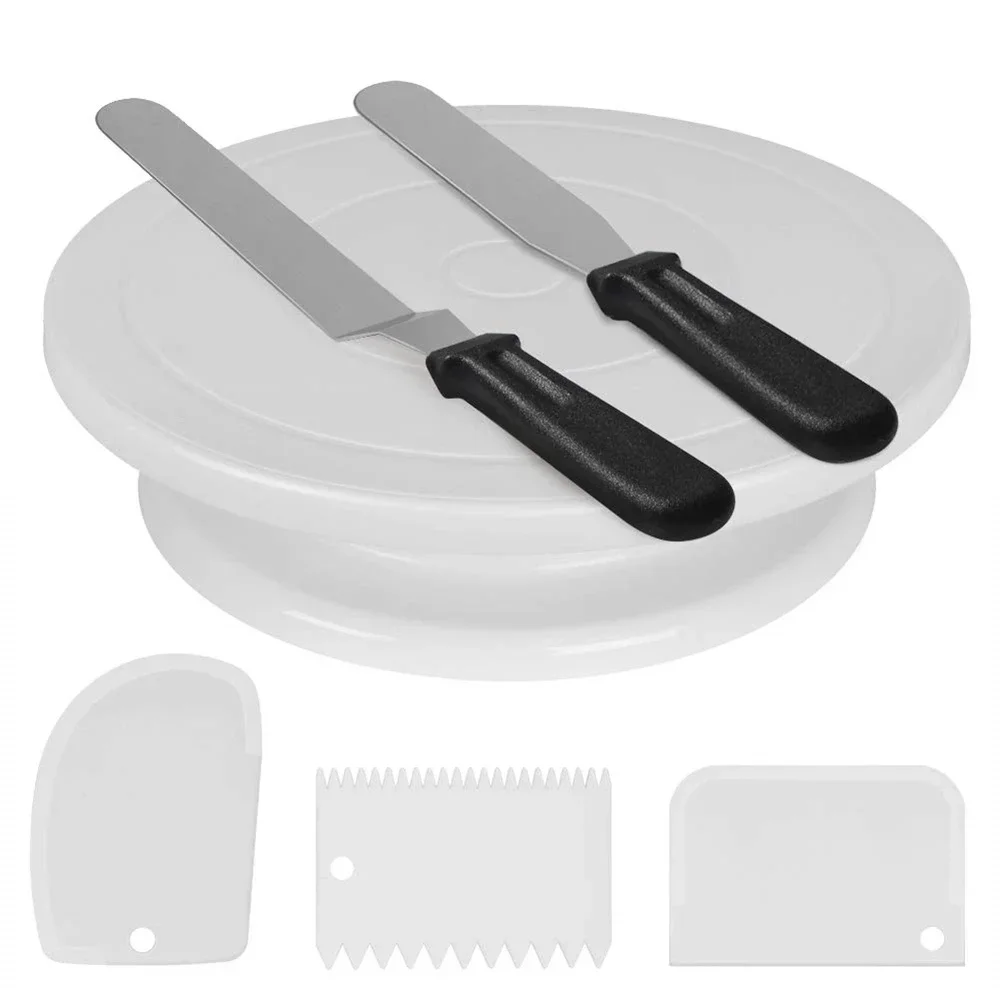 6 stücke Kuchen Plattenspieler Stehen Kuchen Dekoration Zubehör DIY Form Rotierenden Stabile Anti-skid Runde Kuchen Tisch Küche Backen werkzeuge