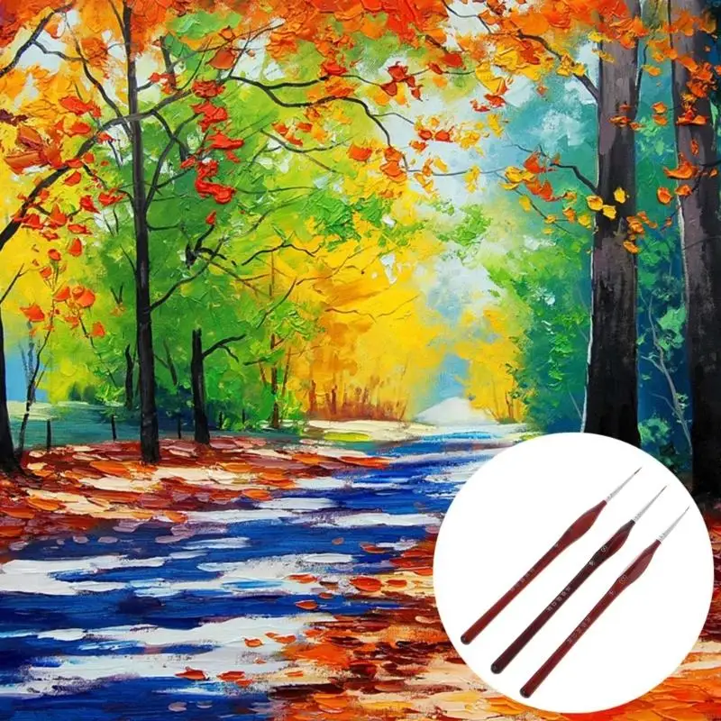 3Pcs Miniature Paint Brushes Professional Wolf Hair Fine Detailing 0~000 for Painting supplies
