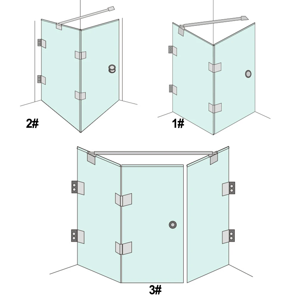 Shower Glass Door Fixed Rod Clamp Stainless Steel Adjustable Shower Screen Support Bar Arms For 8mm-12mm Glass Panel