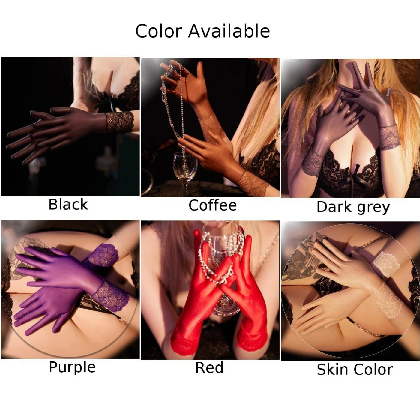 Sexy Women Oil Glossy Gloves Sheer Finger Mittens Mesh Lace Short Gloves Tight Stocking Gloves Prom Wear Wedding Accessory