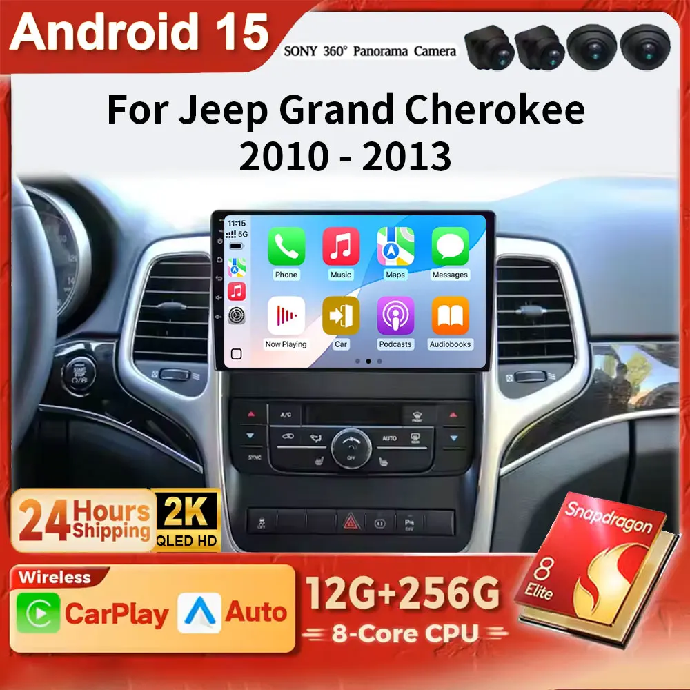 

Экран Android 15 2K QLED для Jeep Grand Cherokee WK2 2008-2013 с беспроводным CarPlay Auto Airplay Автомобильный радиоприемник Мультимедийный плеер