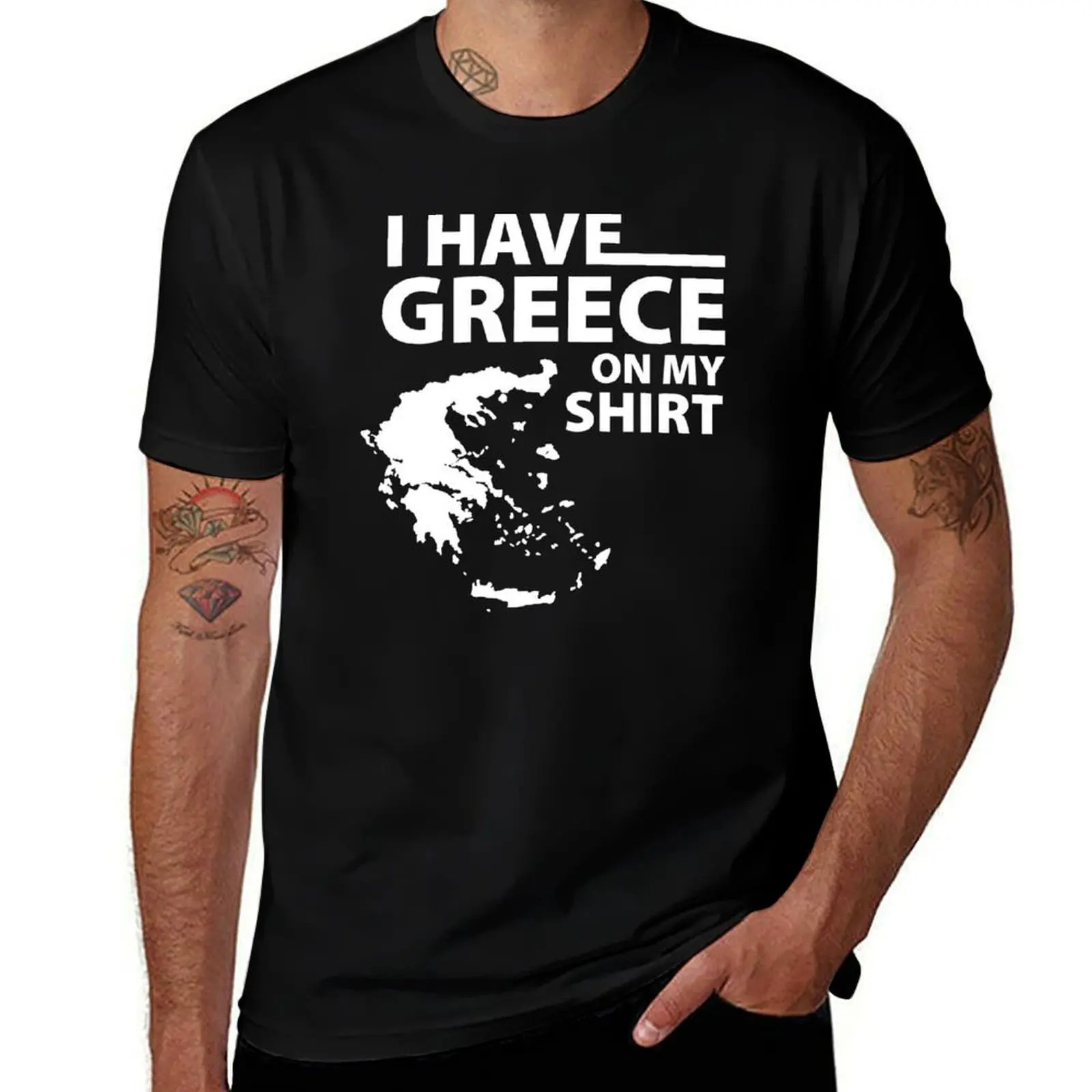 T-shirt drôle pour professeur de géographie grecque avec inscription « I have Greece on my shirt », décontracté, coupe ample, pour l'été