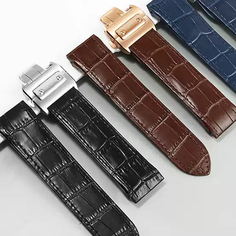 جلد طبيعي حزام ساعة عالي الجودة لكارتييه سانتوس حزام الساعات سانتوس 100 الرجال والنساء للطي مشبك حزام 20 مللي متر 23 مللي متر
