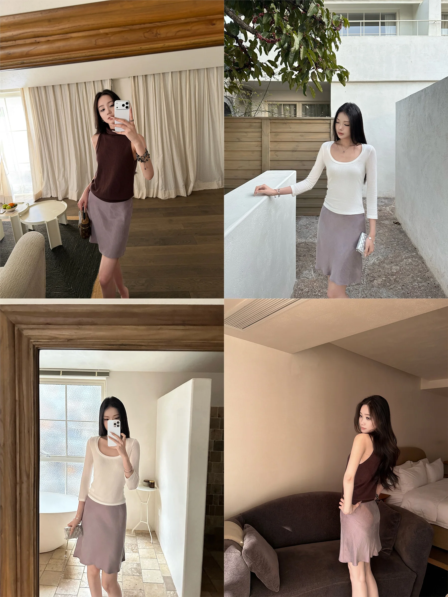

5werkwen Exclusive Color Dyed Copper Ammonia Half Skirt A-Line Silhouette Commute Friendly Micro Stretch Urban Wear