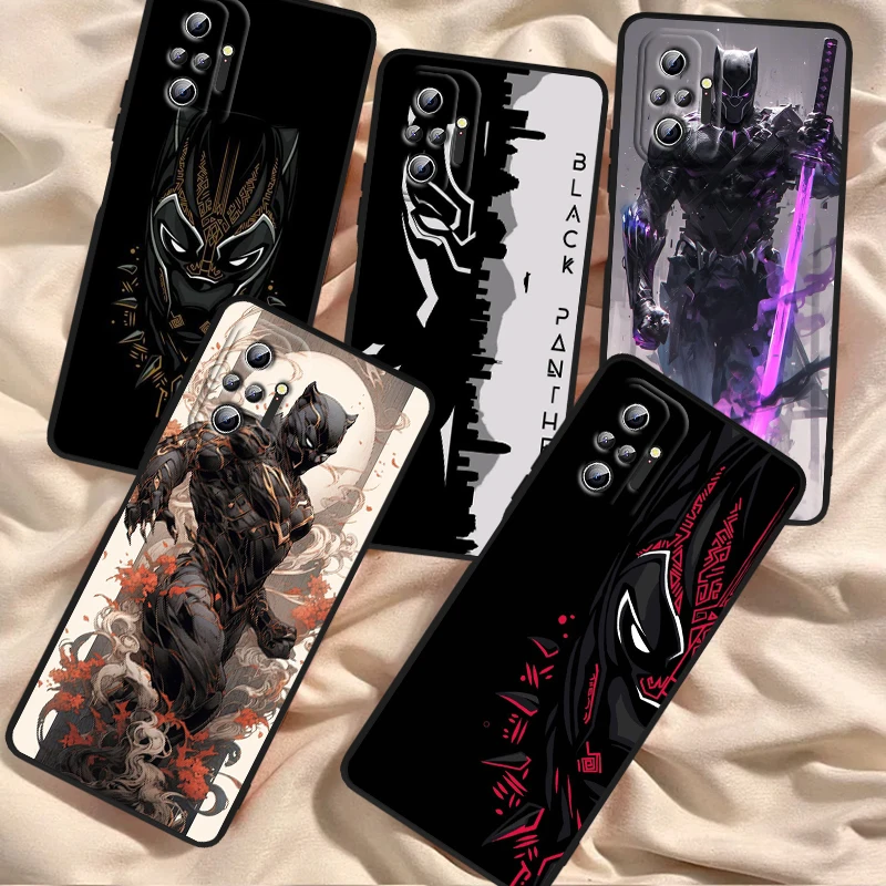 

Black Panther Marvel Fashion For Xiaomi Redmi Note 13 12R 12 12S Turbo 11 11T 11S 10 10S Pro Plus 5G Black Soft Phone Case