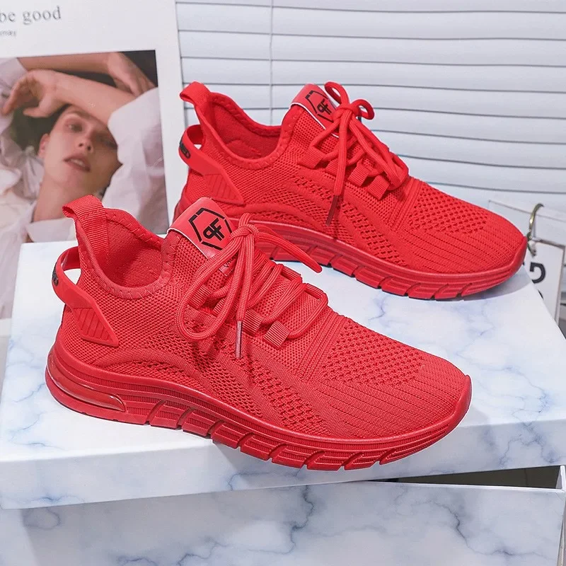 Comemore Fashion Spring Summer Female Sneakers Mesh Green Ladies Shoes Woman Lace Up Red Black Casual Women Shoe Breathable 2022