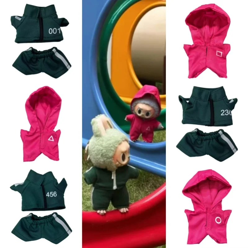 15 17 سنتيمتر ل Labubu ملابس دمى قلادة ملابس دمى الاعتداء فريق الاعتداء دعوى الدراما الكورية سلسلة دعوى الملابس والاكسسوارات