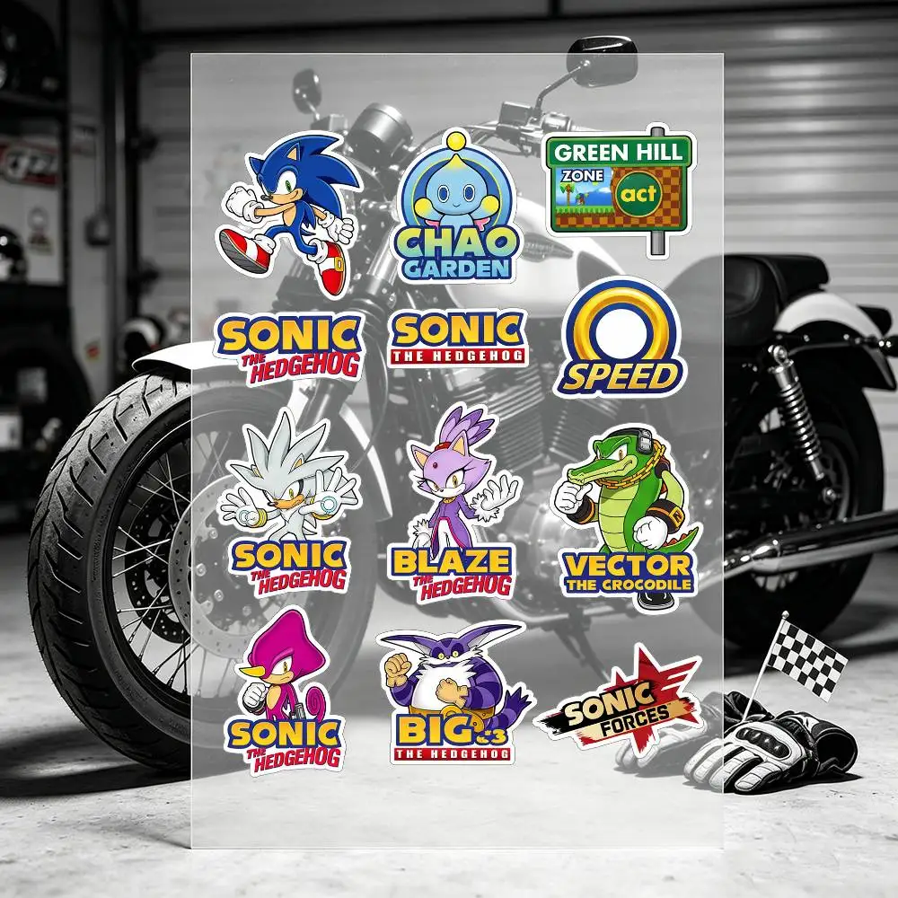 Cartoon Anime S-Sonic Motorcycle Stickers Car Body Vinyl Stickers Laptop Wall Decals Car Modification Accessories